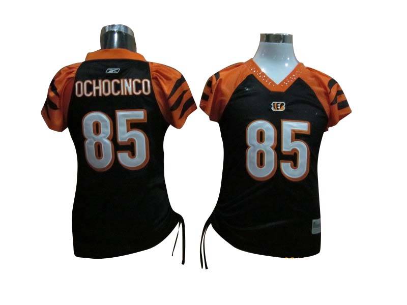 Bengals #85 Chad Ochocinco Black Women's Field Flirt Stitched NFL Jersey
